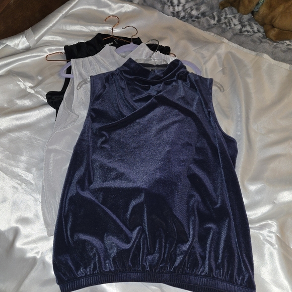 Express Women's Velveteen Sleeveless Shells - Navy, Gray, and Black - Picture 2 of 12